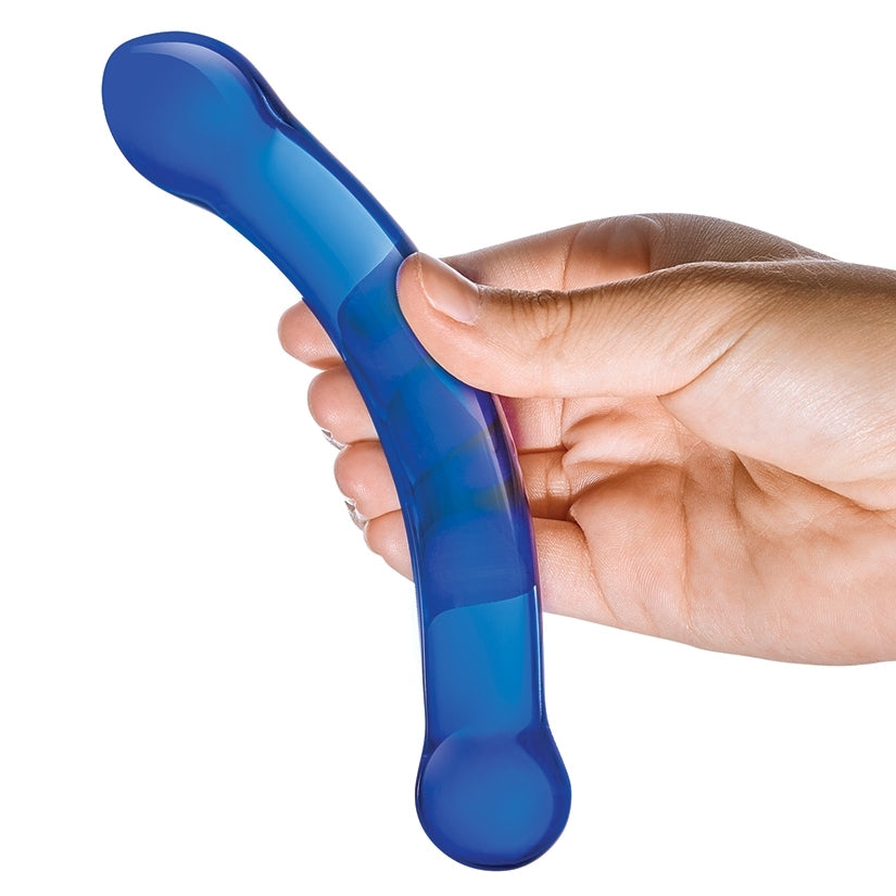 Glas 6" Curved G-spot Dildo-Blue