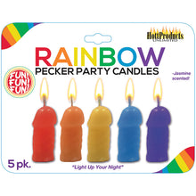 Load image into Gallery viewer, Rainbow Pecker Party Candles-Assorted 5pk
