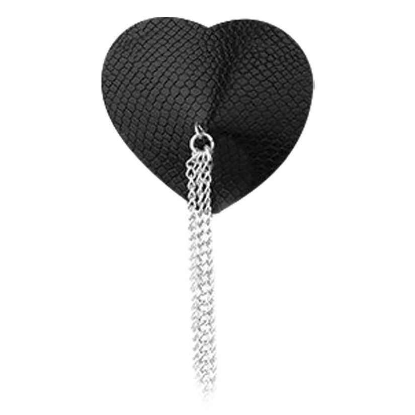 Nipplicious Dominatrix Leather Collar & Pasties with Chain-Black