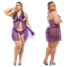 Load image into Gallery viewer, Hello Sexy The Lily Babydoll and Panty Set Curvy-Lilac 1X/2X-Hanging
