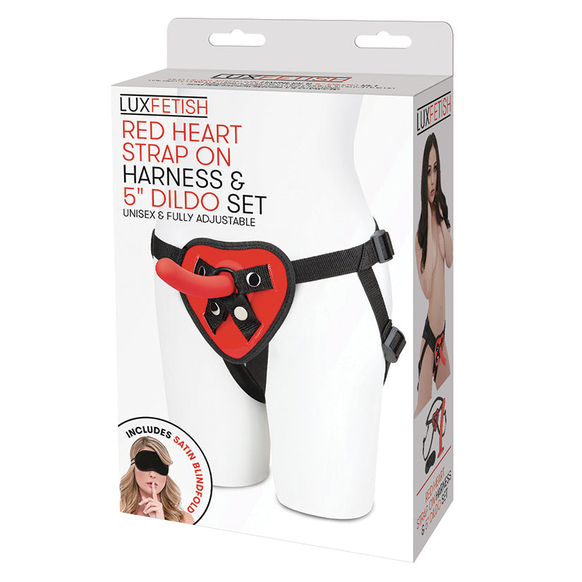 Lux Fetish Red Heart Strap on Harness & Dildo Set 5