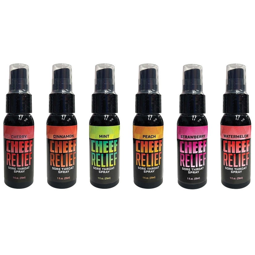 Cheef Relief Throat Spray Display of 36