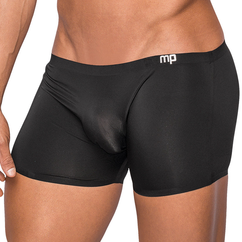 Male Power Seamless Sleek Short w/ Sheer Pouch-Black Medium-Boxed