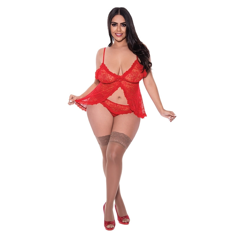 Magic Silk Babydoll & Panty Set-Red QUEEN-Boxed