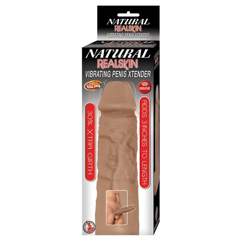 Natural Realskin Vibrating Penis Xtender-Brown