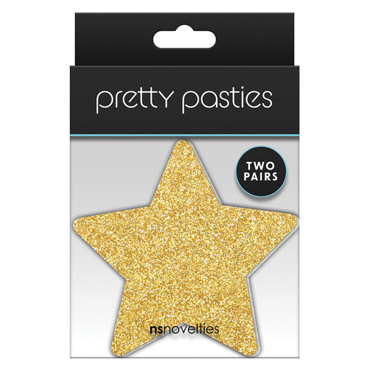 Pretty Pasties Glitter StarsBlk/Gold 2pk