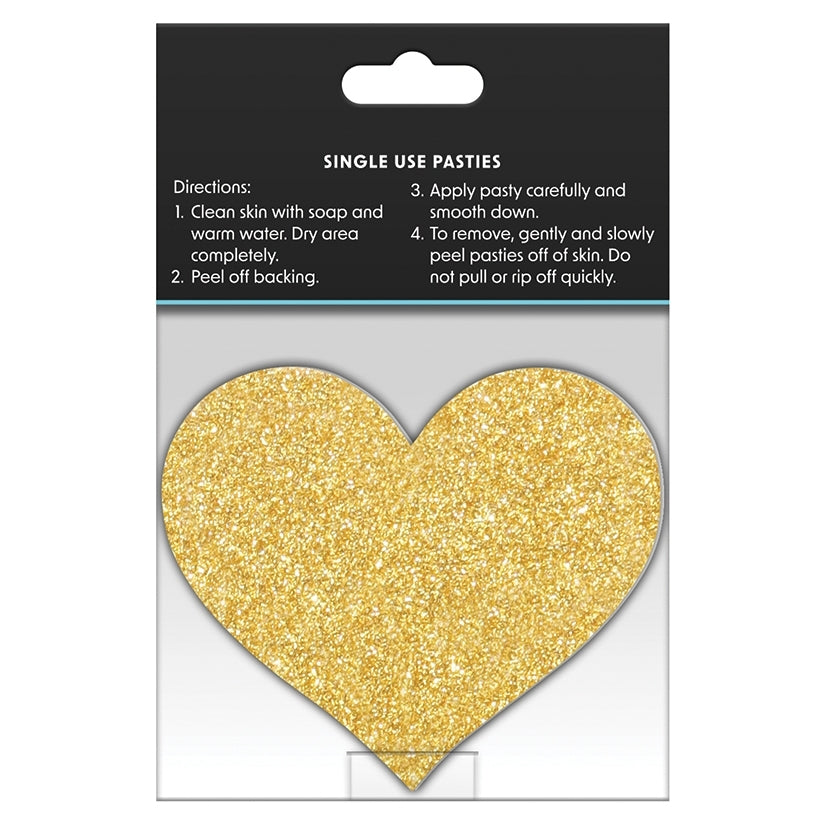 Pretty Pasties Glitter HeartsBlk/Gold 2pk
