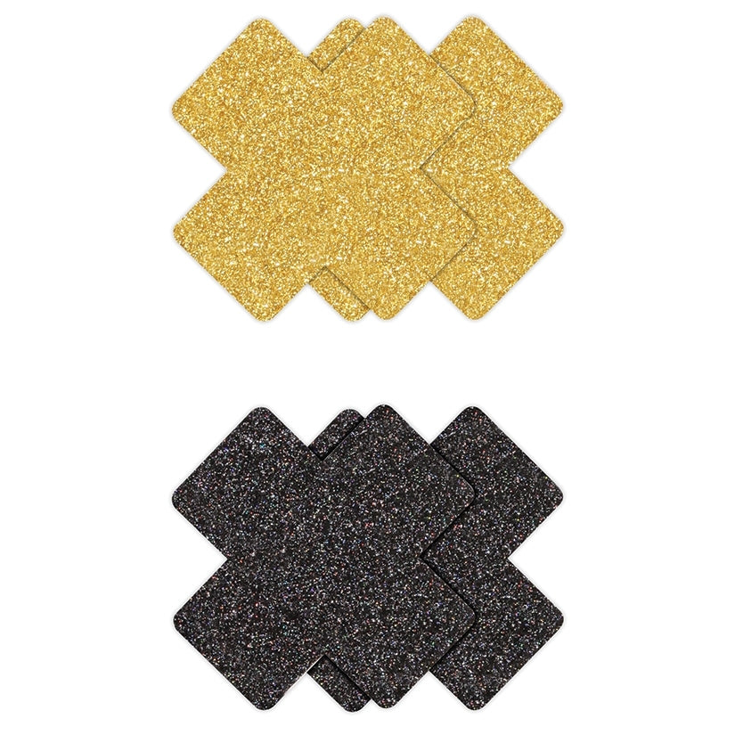 Pretty Pasties Glitter CrossBlk/Gold 2pk
