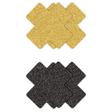 Load image into Gallery viewer, Pretty Pasties Glitter CrossBlk/Gold 2pk
