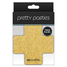 Load image into Gallery viewer, Pretty Pasties Glitter CrossBlk/Gold 2pk
