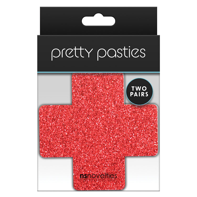 Pretty Pasties Glitter CrossRed/Silver 2pk