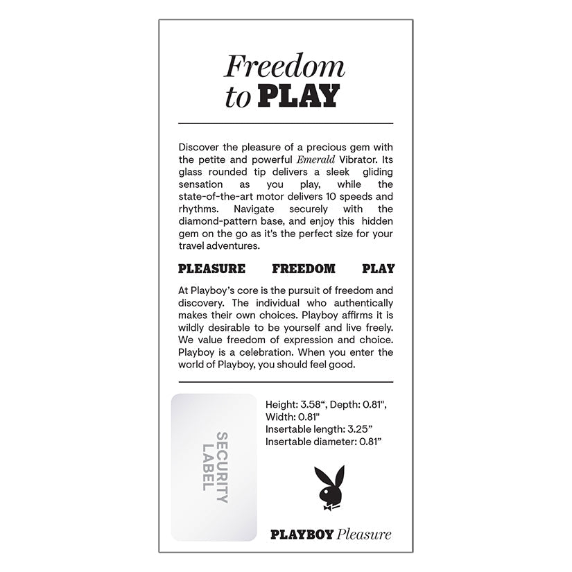 Playboy Emerald Glass Vibrator