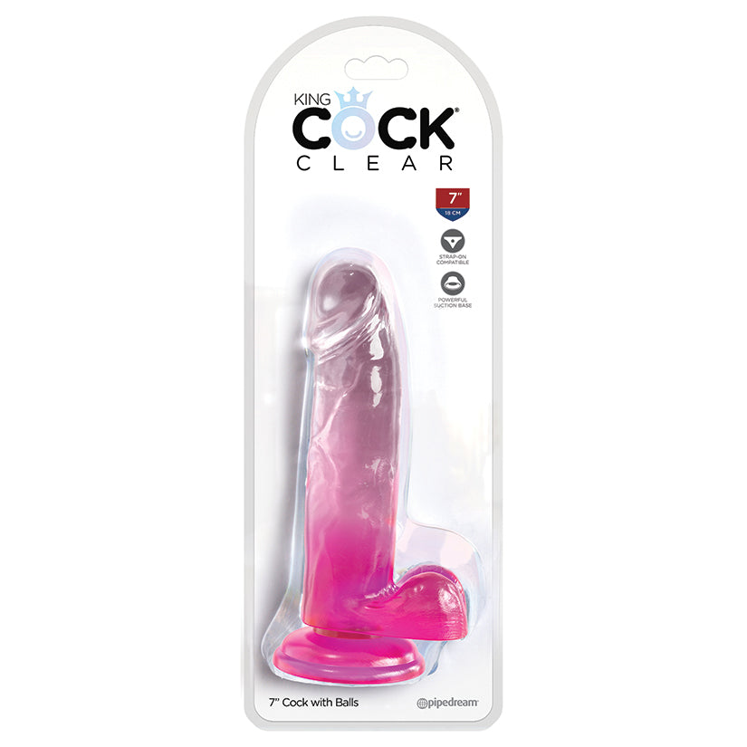 King Cock Clear with Balls-Pink 7