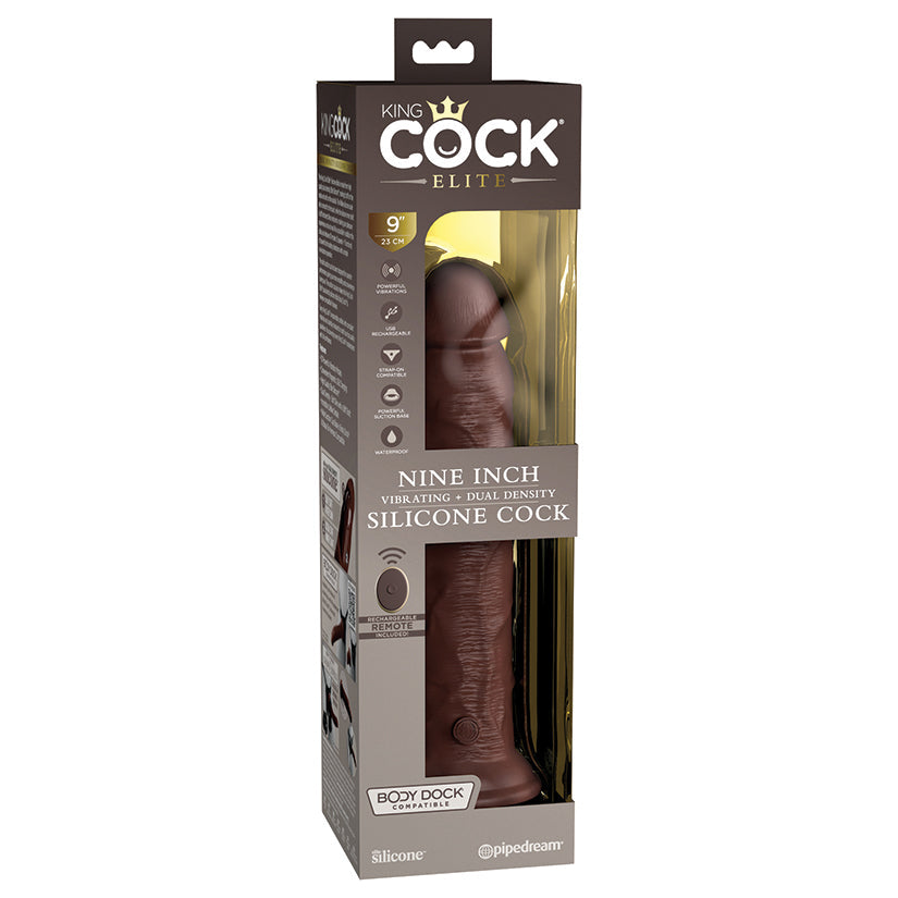 King Cock Elite Dual Density Vibe Silicone Cock-Brown 9