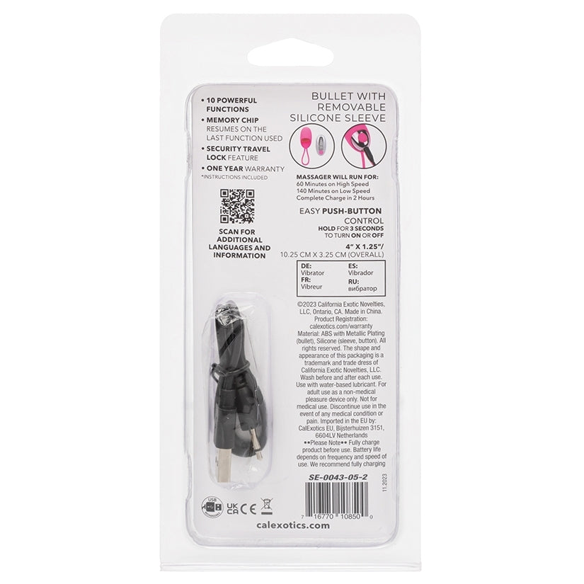 Turbo Buzz Bullet with Removable Silicone Sleeve-Pink