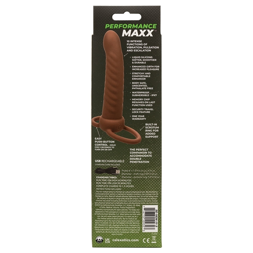 Performance Maxx Rechargeable Ribbed Dual Penetrator-Brown