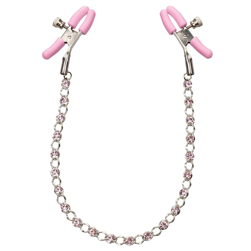 Nipple Play Crystal Chain Nipple Clamps-Pink
