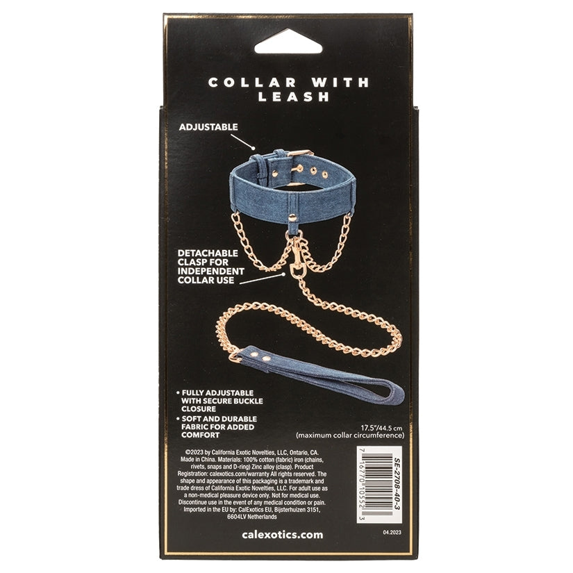 Ride 'Em Premium Denim Collection Collar With Leash