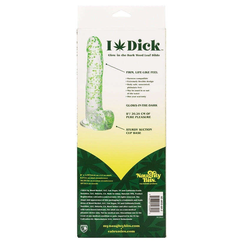 Naughty Bits I Leaf Dick Glow in The Dark Weed Leaf Dildo