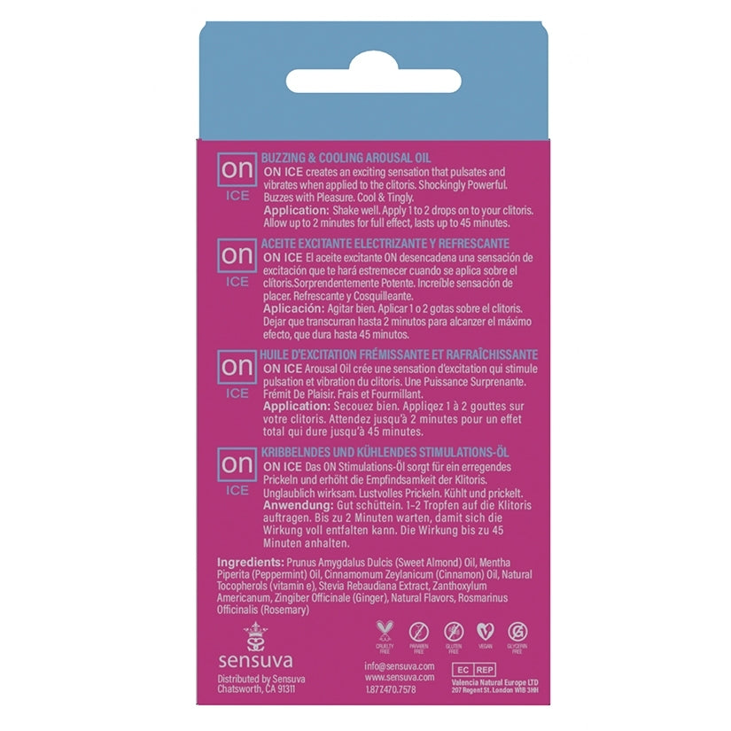 Sensuva ON Ice Arousal Oil 5ml Bottle Medium Box
