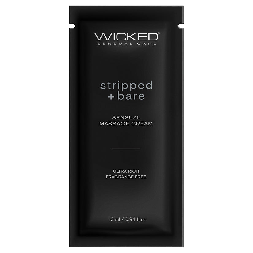 Wicked Sensual Massage Cream-Stripped + Bare Unscented 10ml Foil