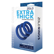 Load image into Gallery viewer, Zolo Extra Thick Silicone Cock Ring Pack of 3-Blue
