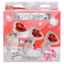 Load image into Gallery viewer, Booty Sparks Red Heart Gem Glass Anal Plug Set
