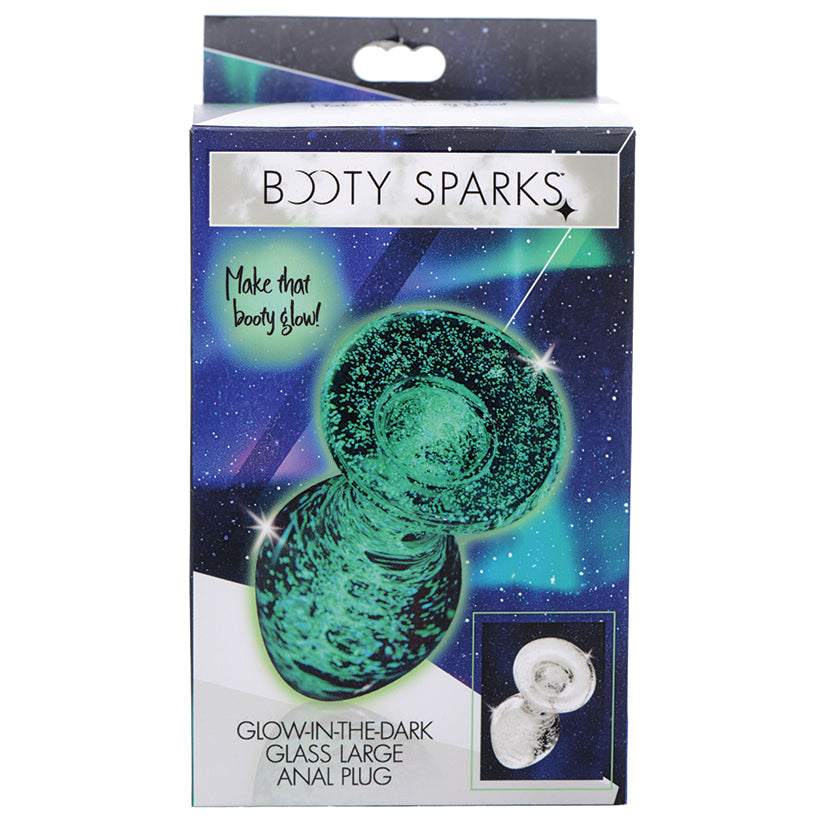 Booty Sparks Glow-In-The-Dark Glass Anal Plug-Large