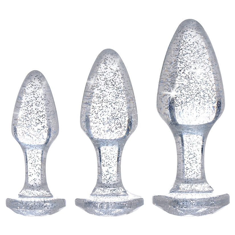 Booty Sparks Glitter Gem Anal Plug Set-Silver