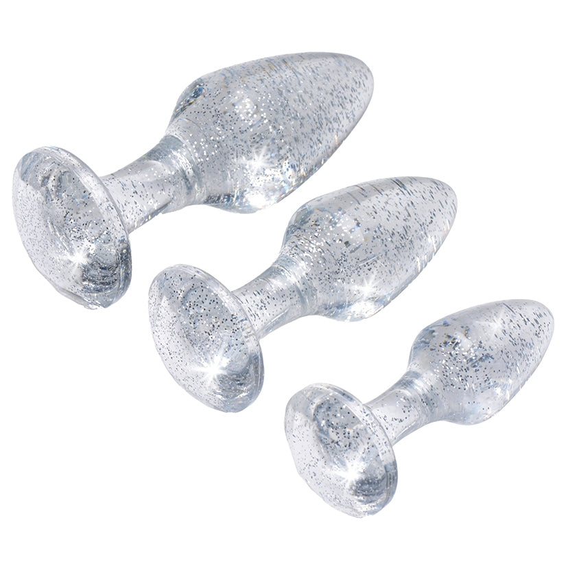 Booty Sparks Glitter Gem Anal Plug Set-Silver