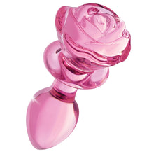 Load image into Gallery viewer, Booty Sparks Pink Rose Glass Anal Plug-Medium
