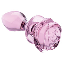 Load image into Gallery viewer, Booty Sparks Pink Rose Glass Anal Plug-Medium
