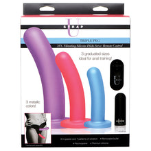 Load image into Gallery viewer, Strap U Triple Peg 28X Vibrating Silicone Dildo Set
