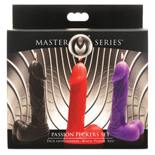 Load image into Gallery viewer, Master Series Passion Peckers Candle Set of 3-Black, Red, Purple
